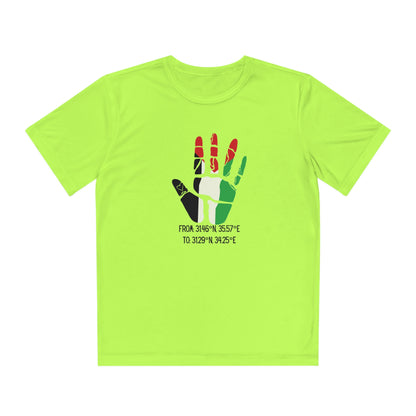 Youth from the Jordan to the Mediterranean coordinates Competitor Tee. Palestine will be Free!