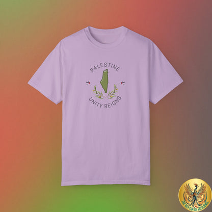 Palestine spring olive branch unity Unisex heart flag solidarity Garment-Dyed T-shirt