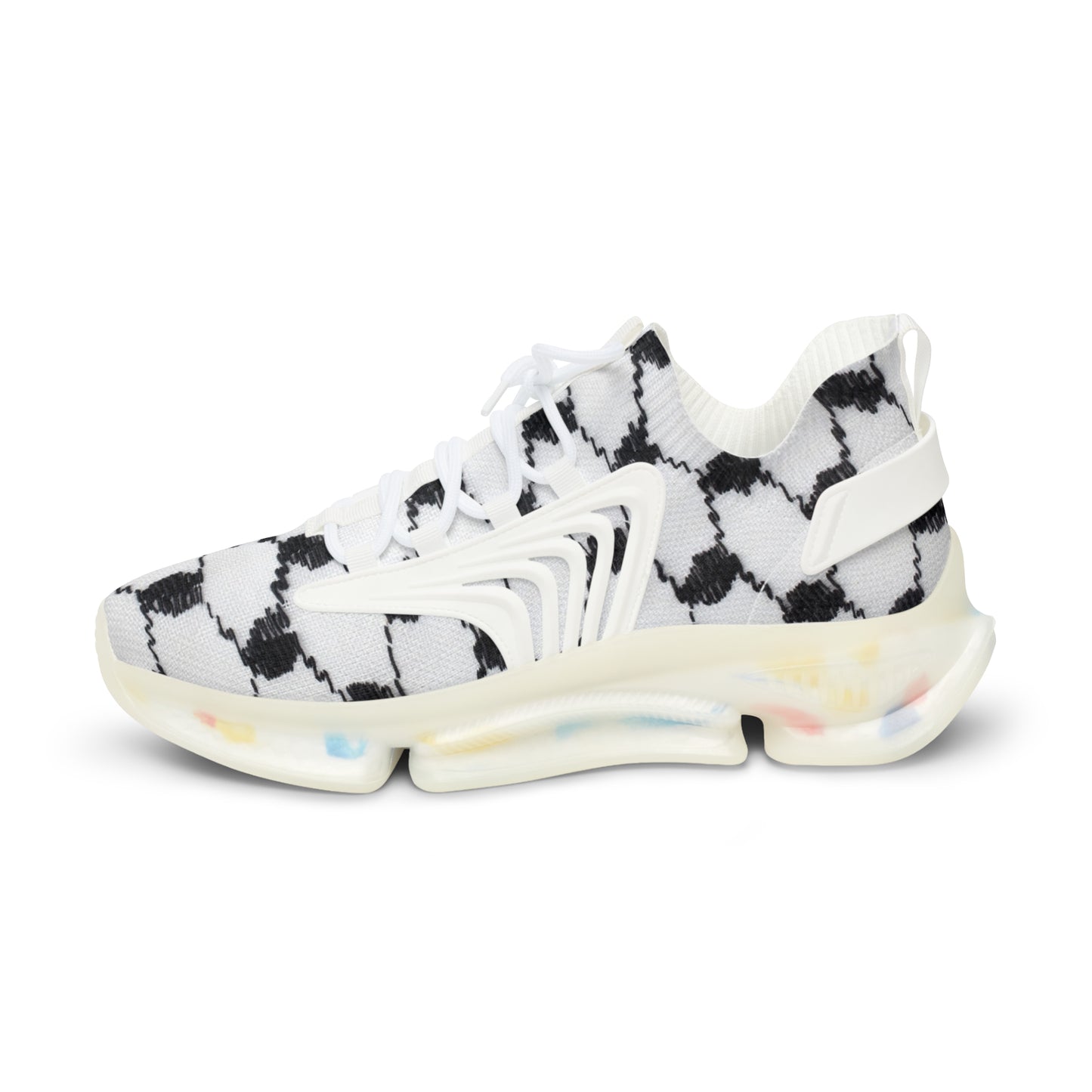 black and white keffiyeh Print Men's Mesh Sneakers