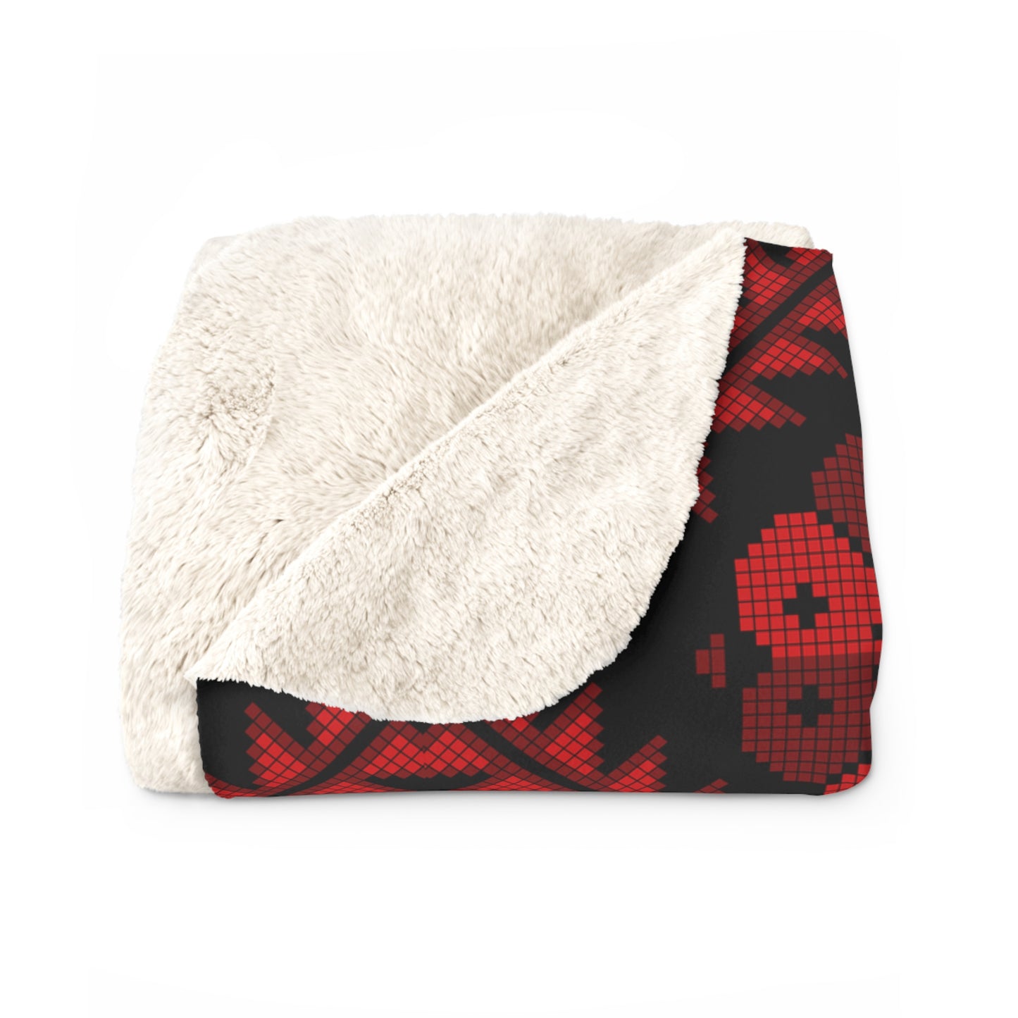 Sherpa Fleece Blanket, Tatreez design, Red