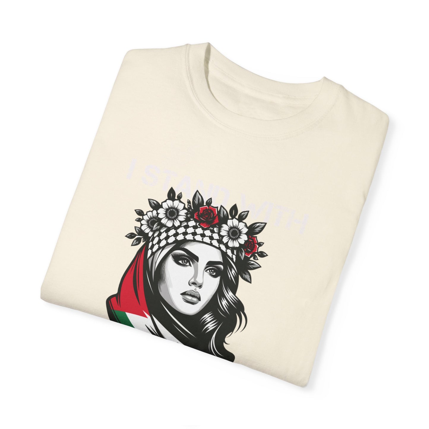 Unisex Garment-Dyed T-shirt, Palestine Flag, Resist, Arabic, Support the Cause in Style, Kuffiyeh, Keffiyeh, Resistance, Free Palestine