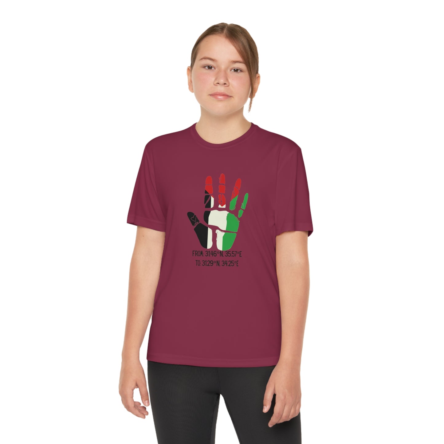 Youth from the Jordan to the Mediterranean coordinates Competitor Tee. Palestine will be Free!