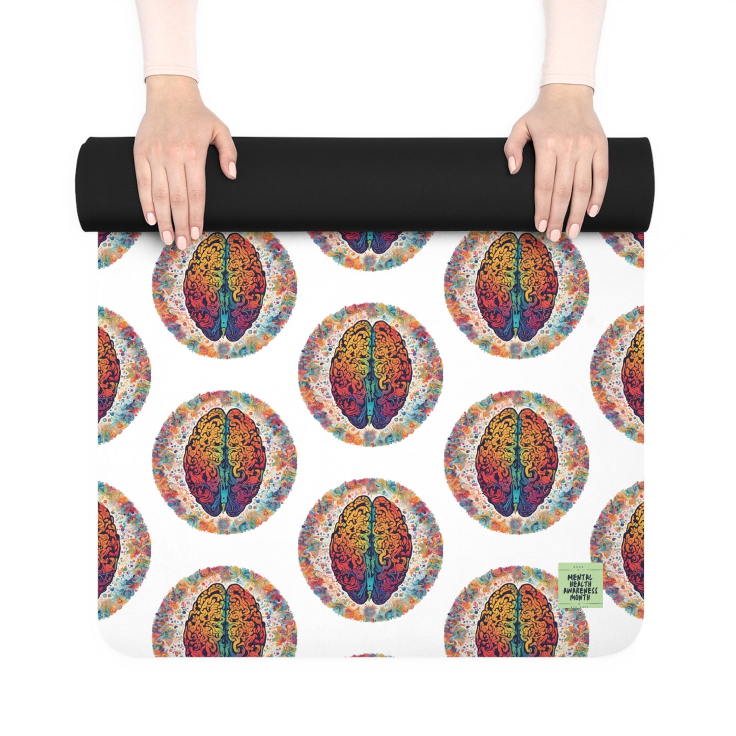 Neurodivergent Rubber Yoga Mat: Vibrant Brain Patterns for Mindful Movement