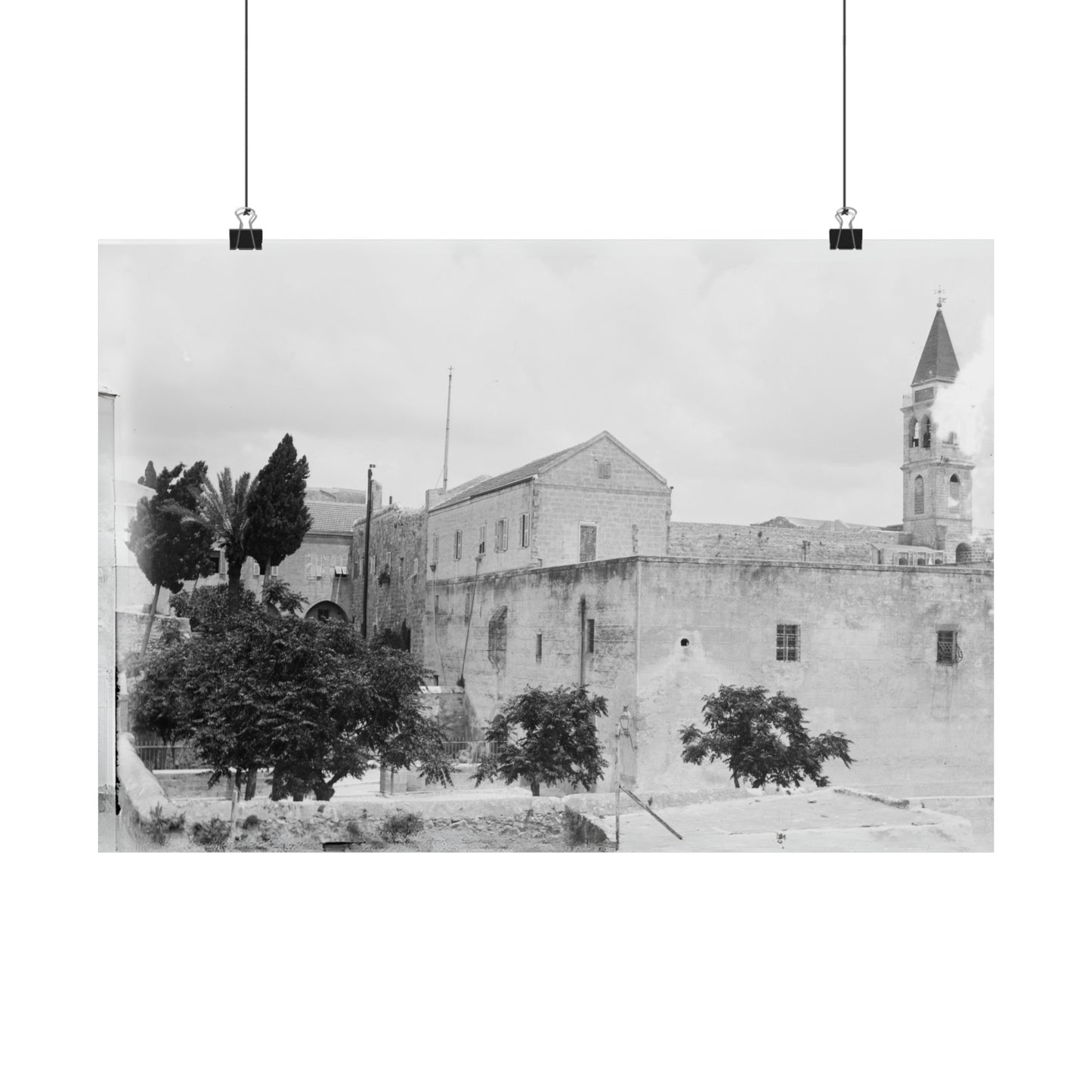 The Church of the Annunciation (AL-BUSHARAH) in Nazareth Palestine 1898 Matte Horizontal Posters. vintage Palestine