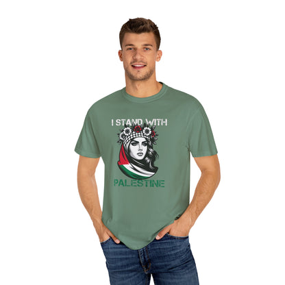 Unisex Garment-Dyed T-shirt, Palestine Flag, Resist, Arabic, Support the Cause in Style, Kuffiyeh, Keffiyeh, Resistance, Free Palestine