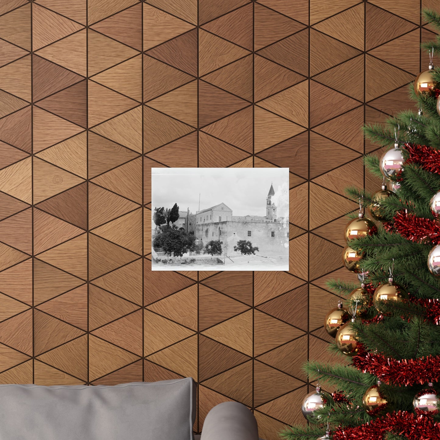 The Church of the Annunciation (AL-BUSHARAH) in Nazareth Palestine 1898 Matte Horizontal Posters. vintage Palestine