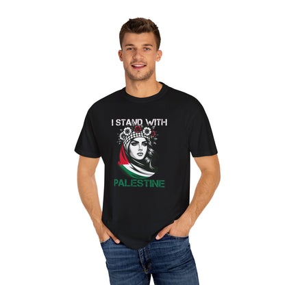 Unisex Garment-Dyed T-shirt, Palestine Flag, Resist, Arabic, Support the Cause in Style, Kuffiyeh, Keffiyeh, Resistance, Free Palestine