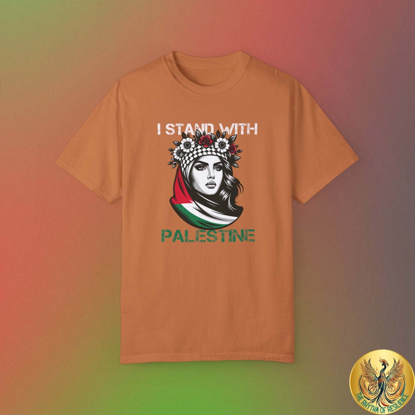 Unisex Garment-Dyed T-shirt, Palestine Flag, Resist, Arabic, Support the Cause in Style, Kuffiyeh, Keffiyeh, Resistance, Free Palestine