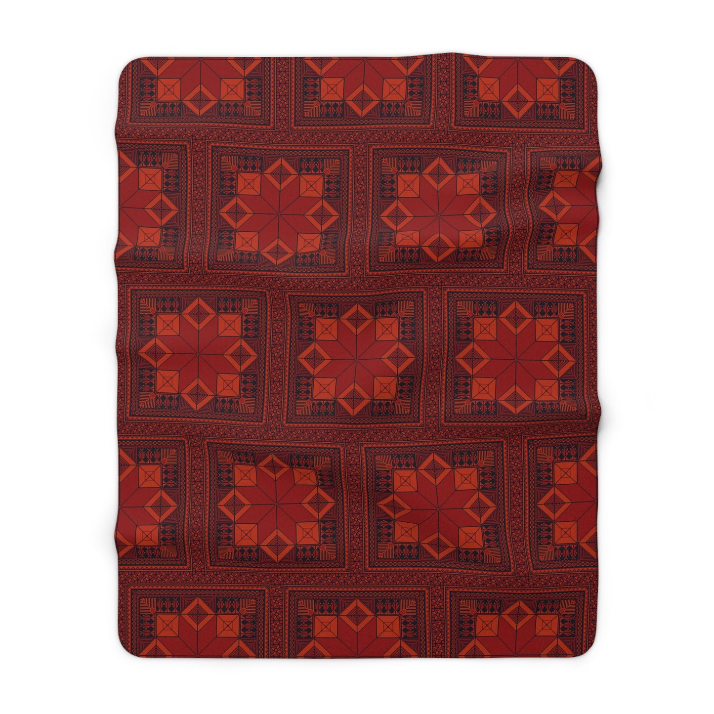 Sherpa Fleece Blanket, Tatreez design, Red, throw blanket, holiday, Eid, Ramadan