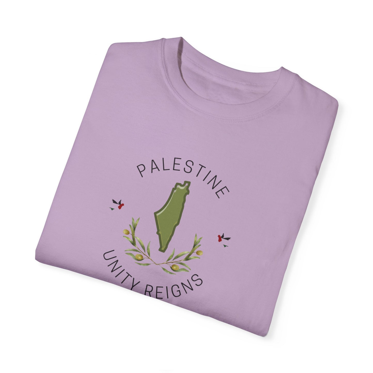 Palestine spring olive branch unity Unisex heart flag solidarity Garment-Dyed T-shirt