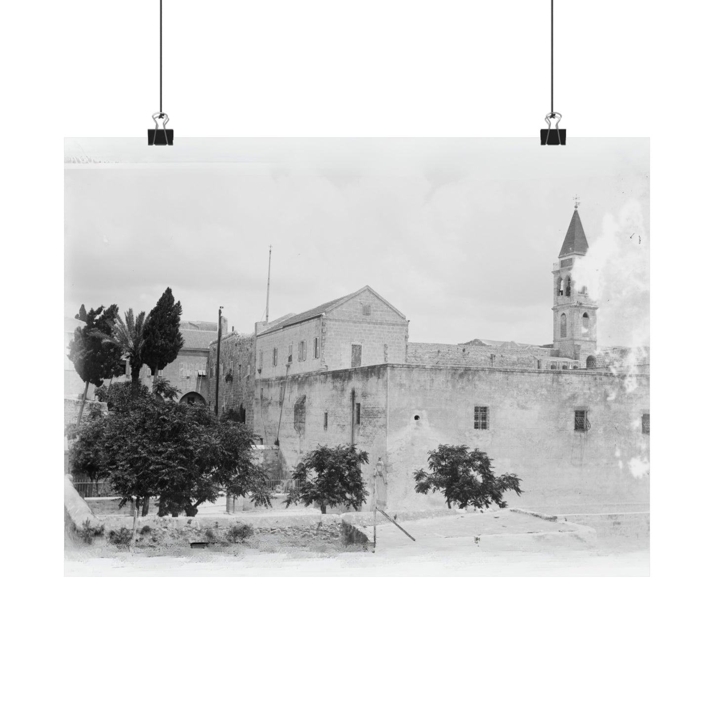 The Church of the Annunciation (AL-BUSHARAH) in Nazareth Palestine 1898 Matte Horizontal Posters. vintage Palestine