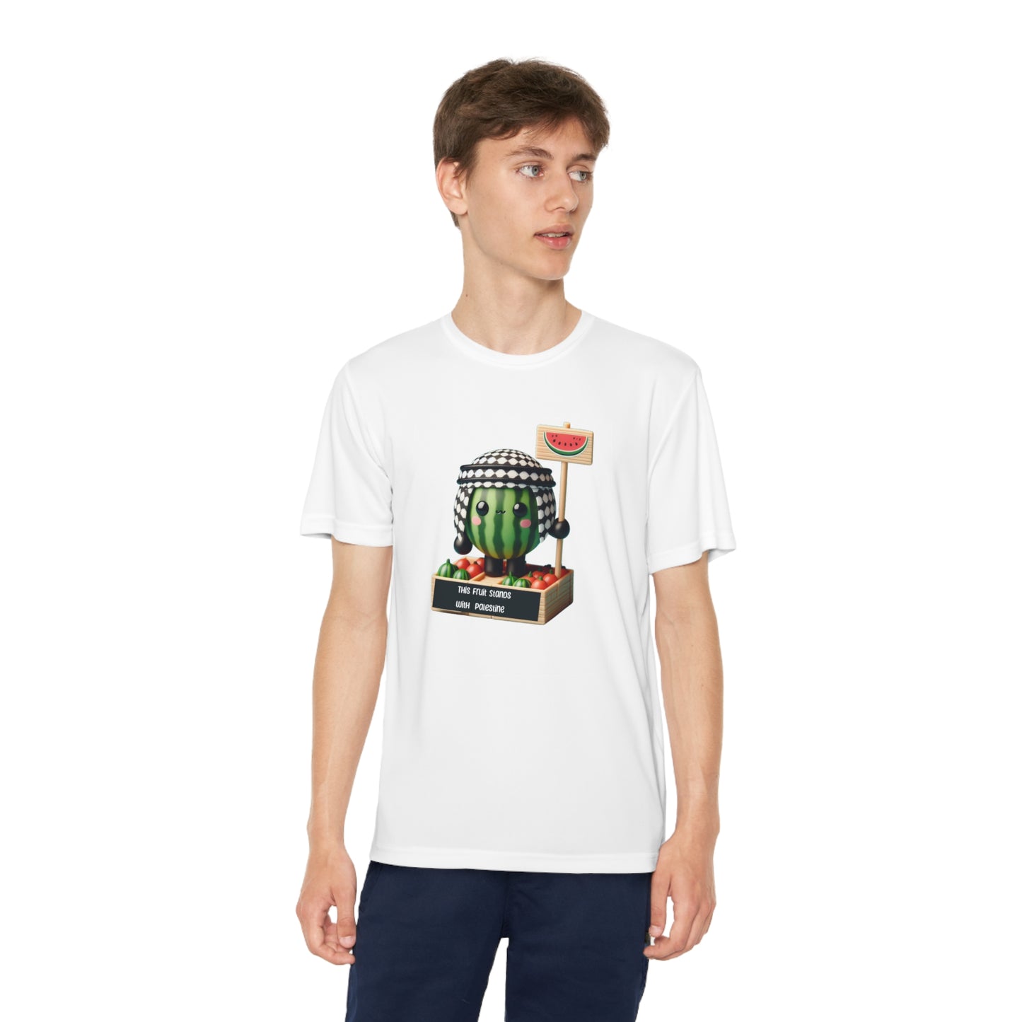 Youth "this fruit stand with Palestine" watermelon Competitor Tee