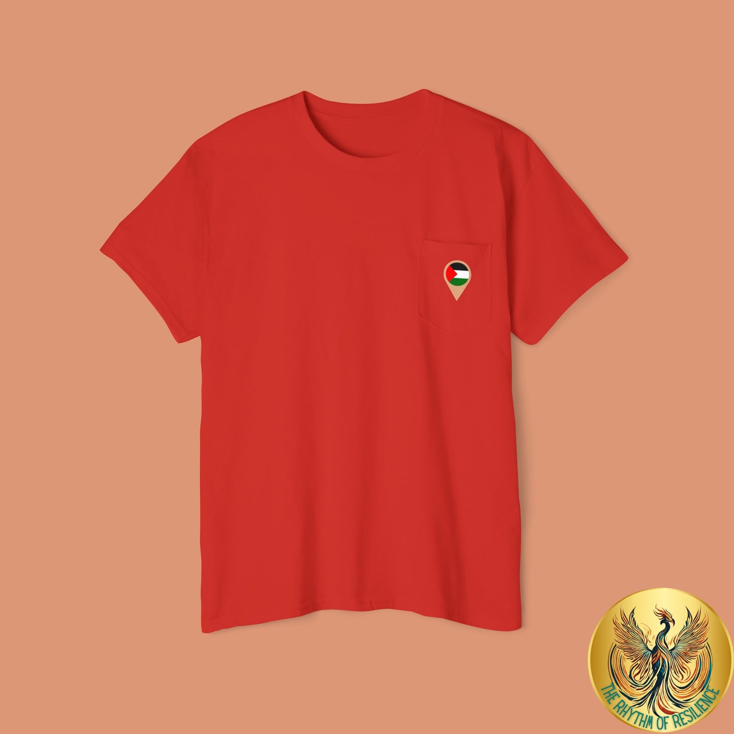 Palestine Location Pin Icon Unisex Heavy Cotton Pocket Tee