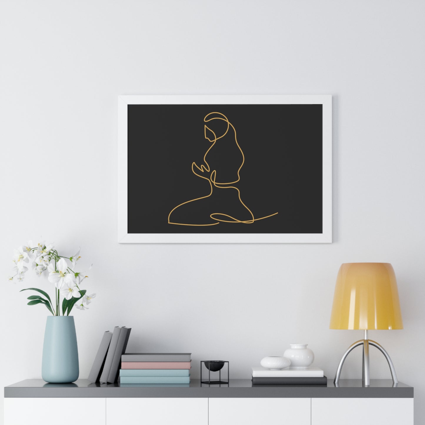 Framed Poster praying, Islam, Islam praying, women praying, Muslim woman, gift, Eid, Ramadan, decor, wall art, minimal art, Islam art