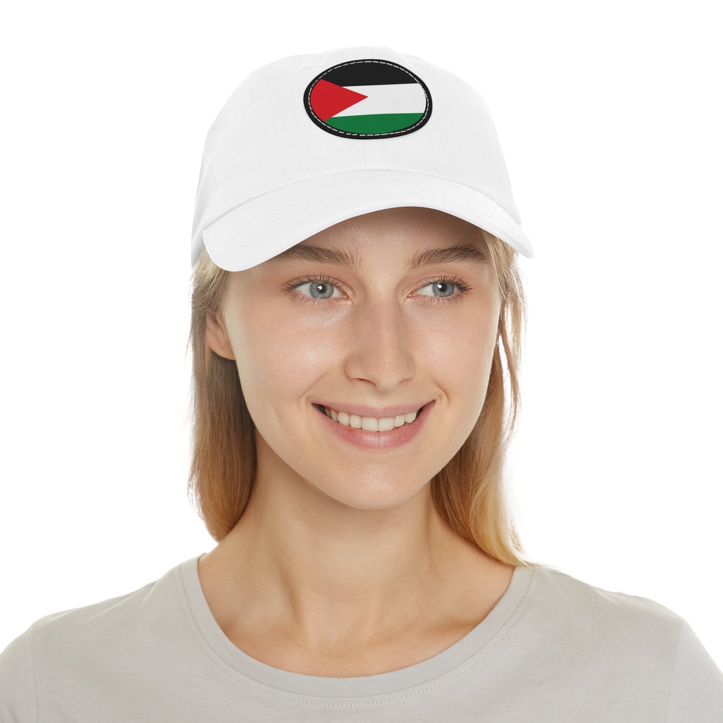 Palestine flag Dad Hat with Leather Patch (Round)