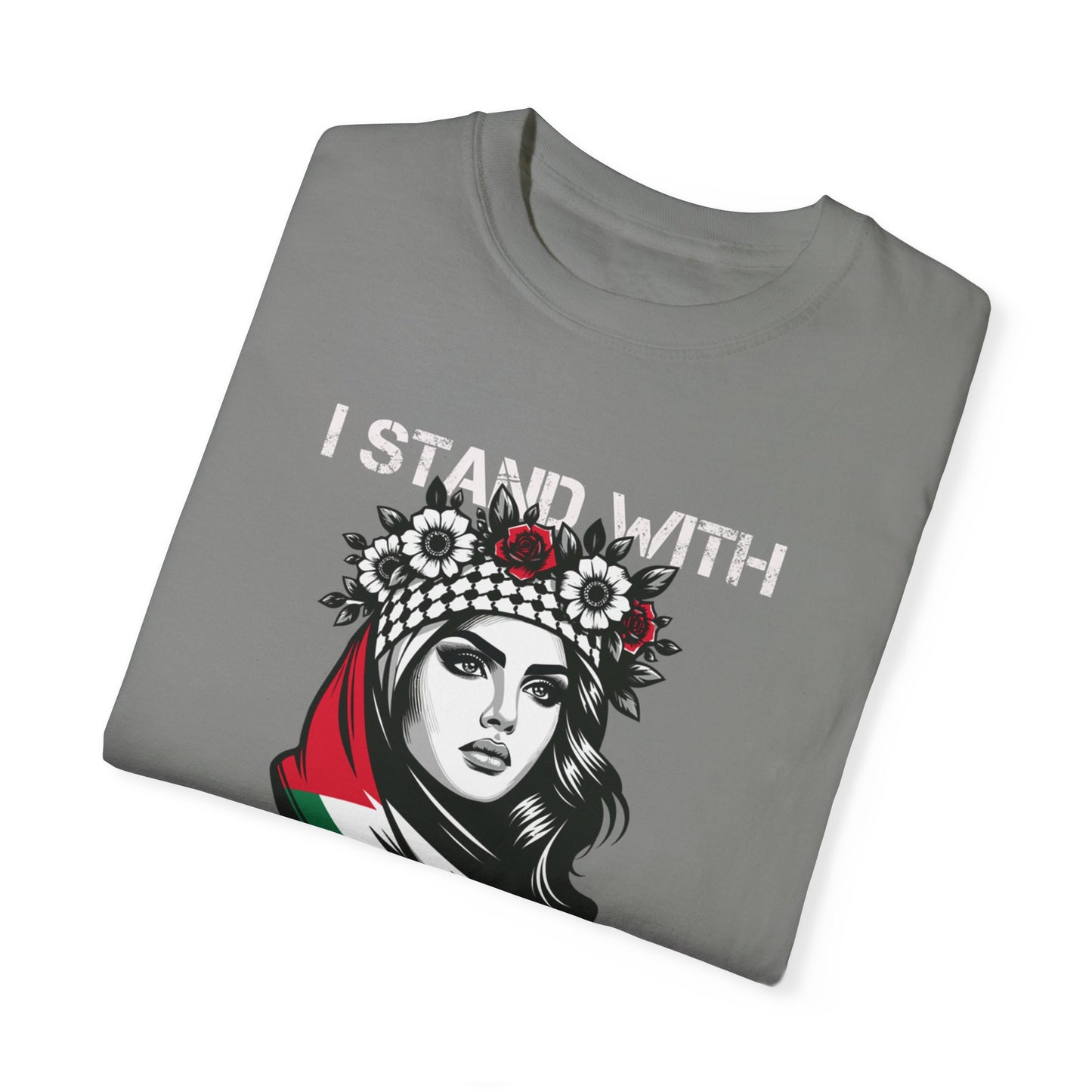 Unisex Garment-Dyed T-shirt, Palestine Flag, Resist, Arabic, Support the Cause in Style, Kuffiyeh, Keffiyeh, Resistance, Free Palestine