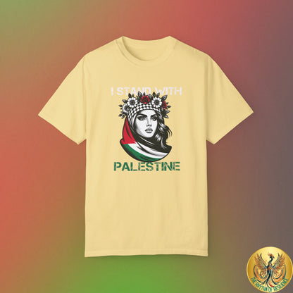 Unisex Garment-Dyed T-shirt, Palestine Flag, Resist, Arabic, Support the Cause in Style, Kuffiyeh, Keffiyeh, Resistance, Free Palestine