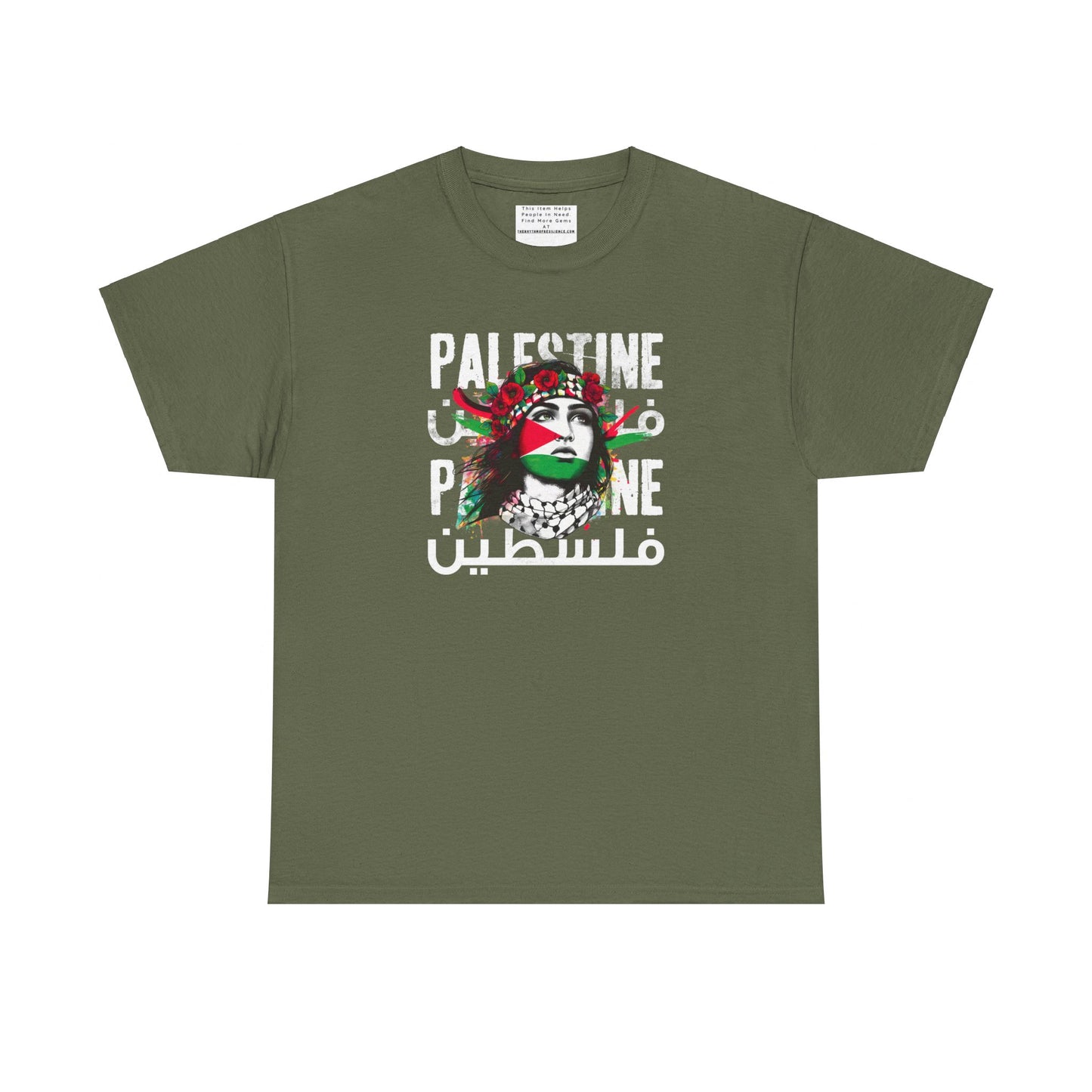 Unisex Heavy Cotton Tee, Palestine Flag, Resist, Arabic, Support the Cause in Style, Kuffiyeh, Keffiyeh, Resistance, Free Palestine