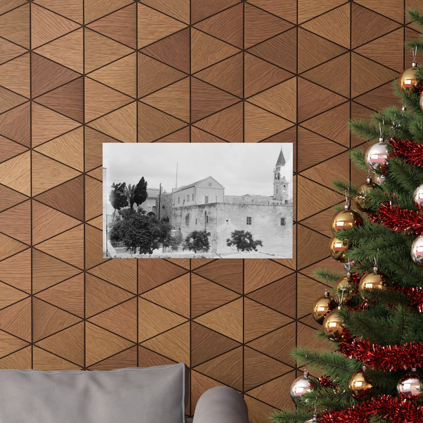 The Church of the Annunciation (AL-BUSHARAH) in Nazareth Palestine 1898 Matte Horizontal Posters. vintage Palestine