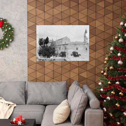 The Church of the Annunciation (AL-BUSHARAH) in Nazareth Palestine 1898 Matte Horizontal Posters. vintage Palestine