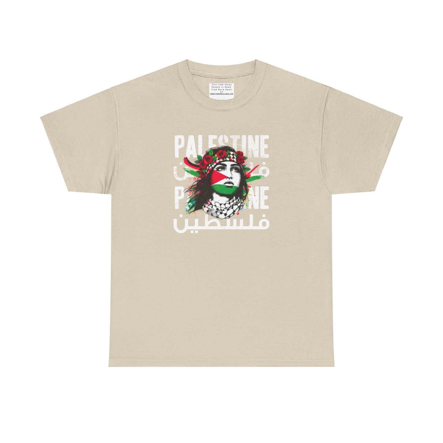 Unisex Heavy Cotton Tee, Palestine Flag, Resist, Arabic, Support the Cause in Style, Kuffiyeh, Keffiyeh, Resistance, Free Palestine
