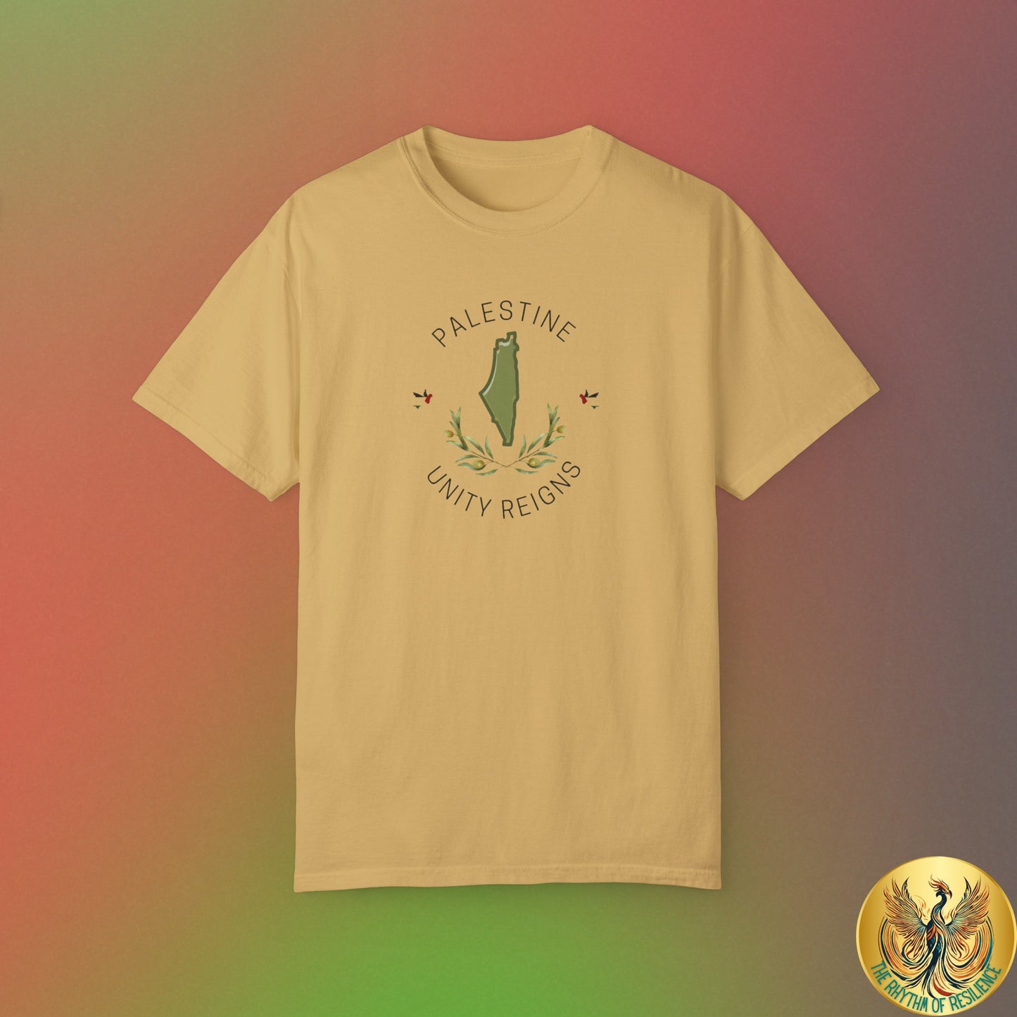 Palestine spring olive branch unity Unisex heart flag solidarity Garment-Dyed T-shirt