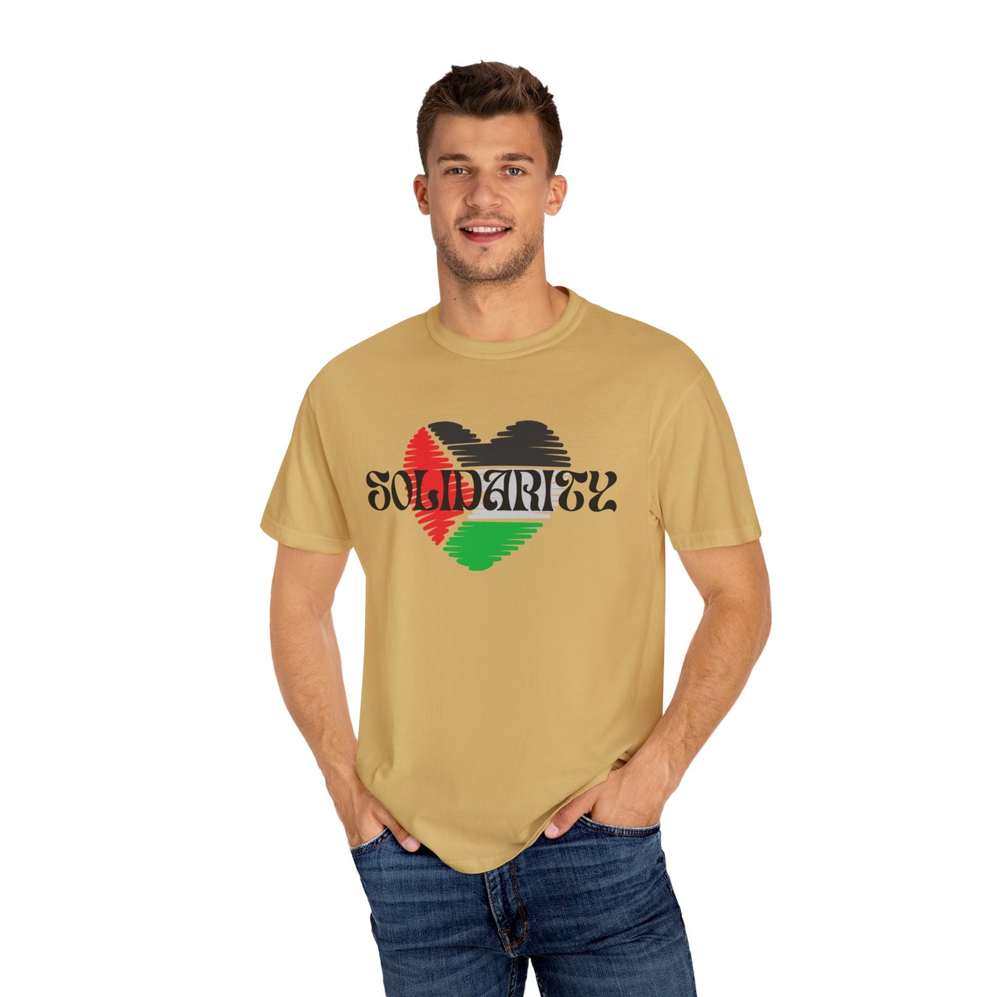 Palestine Spring Unisex heart flag solidarity Garment-Dyed solidarity T-shirt