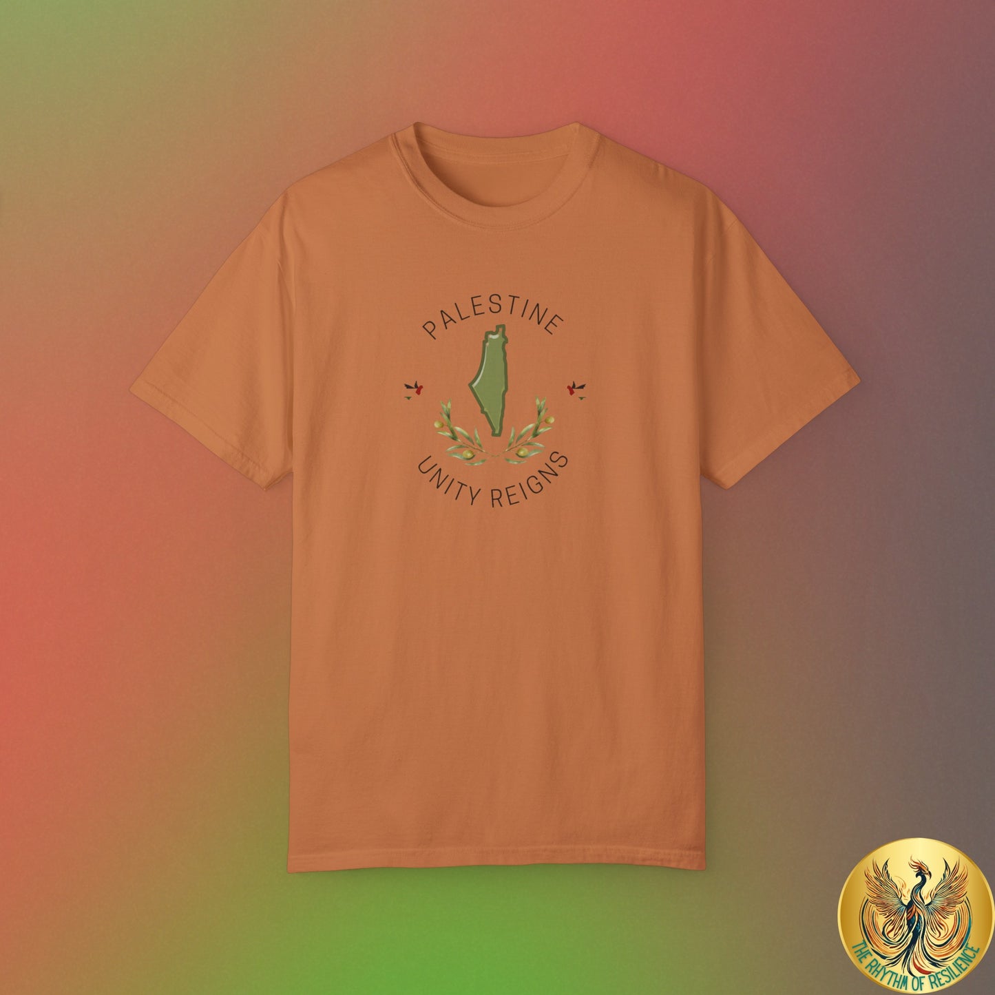 Palestine spring olive branch unity Unisex heart flag solidarity Garment-Dyed T-shirt