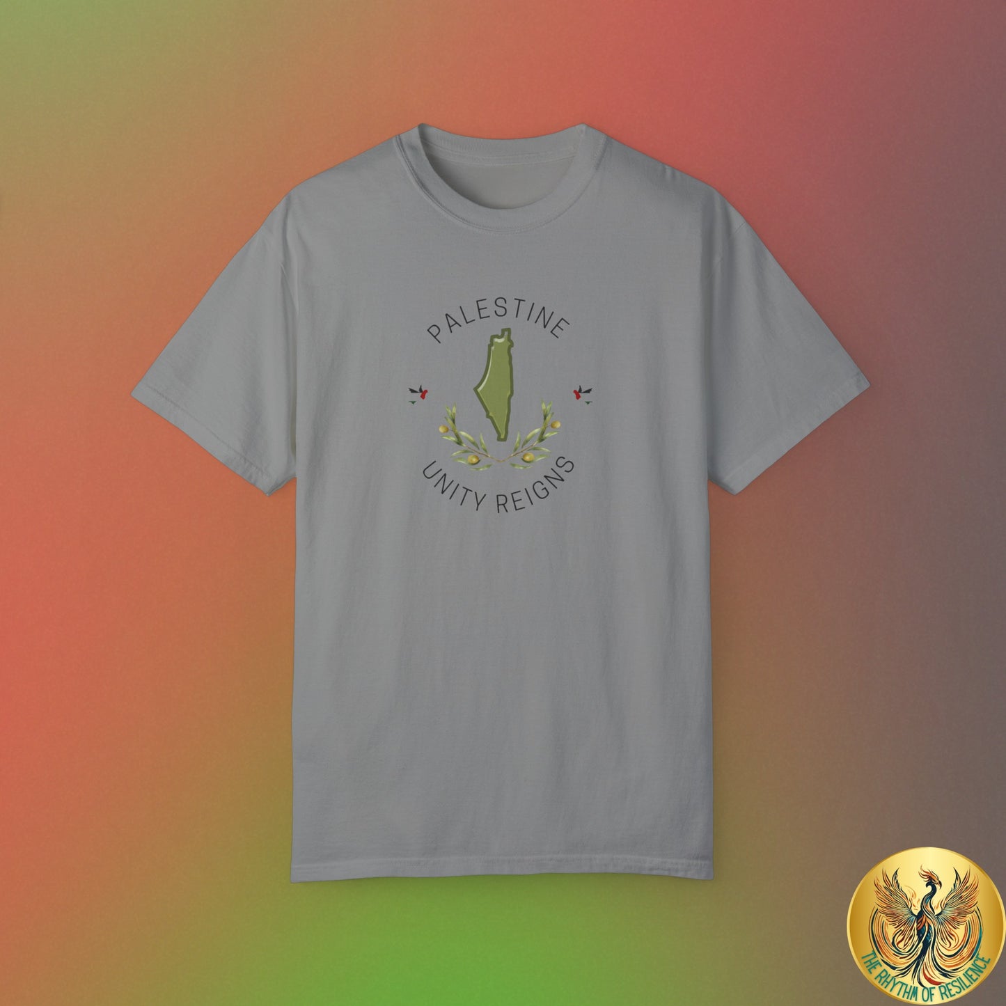 Palestine spring olive branch unity Unisex heart flag solidarity Garment-Dyed T-shirt