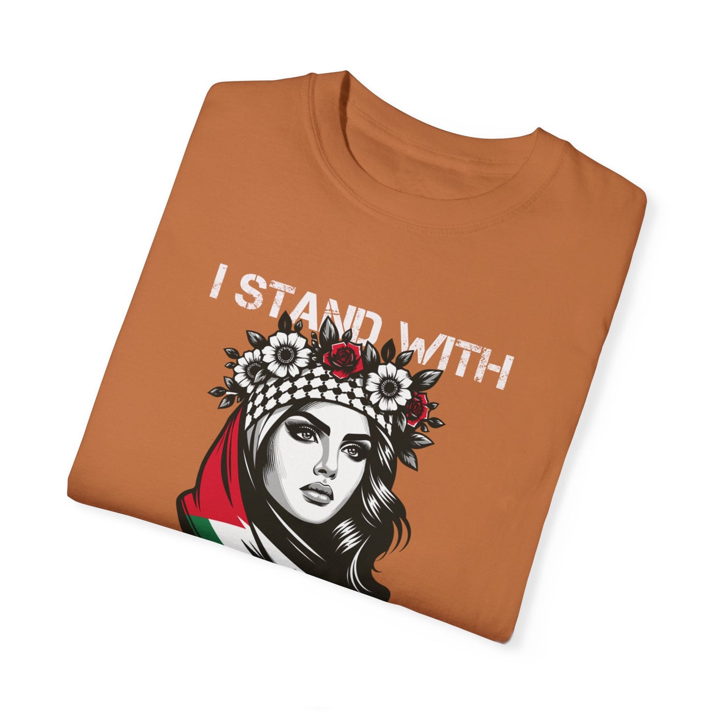 Unisex Garment-Dyed T-shirt, Palestine Flag, Resist, Arabic, Support the Cause in Style, Kuffiyeh, Keffiyeh, Resistance, Free Palestine