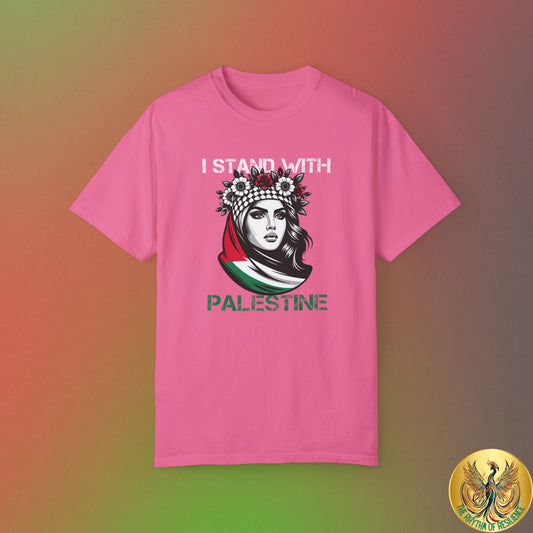 Unisex Garment-Dyed T-shirt, Palestine Flag, Resist, Arabic, Support the Cause in Style, Kuffiyeh, Keffiyeh, Resistance, Free Palestine
