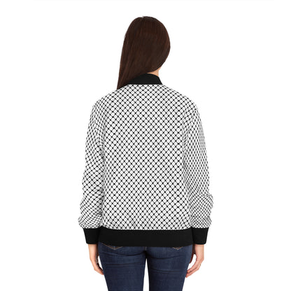 Black and White Kufiyah keffiyeh print  Women's Bomber Jacket (AOP)