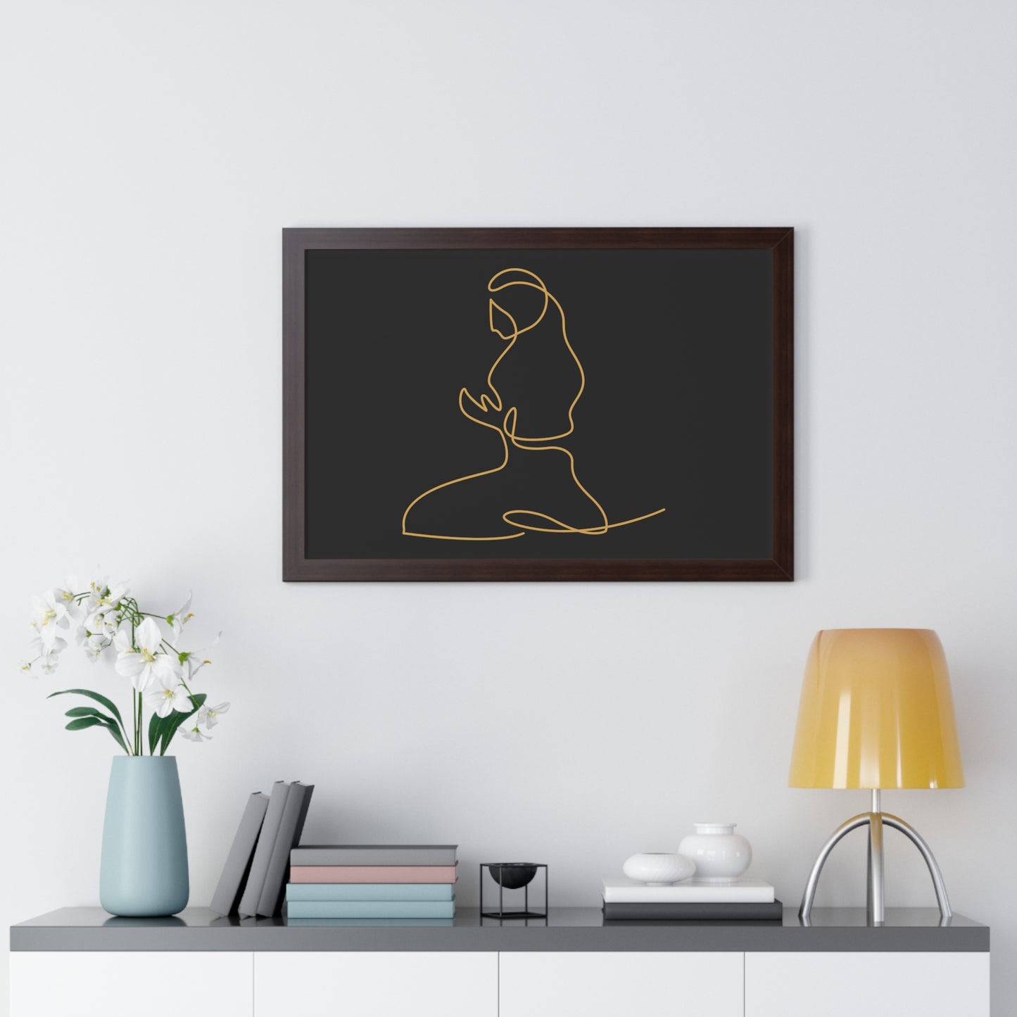 Framed Poster praying, Islam, Islam praying, women praying, Muslim woman, gift, Eid, Ramadan, decor, wall art, minimal art, Islam art