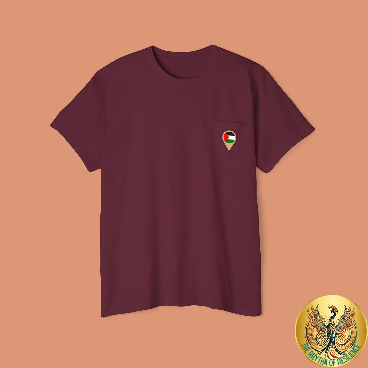 Palestine Location Pin Icon Unisex Heavy Cotton Pocket Tee