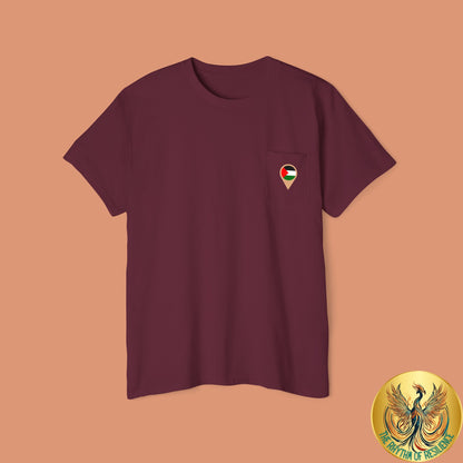 Palestine Location Pin Icon Unisex Heavy Cotton Pocket Tee