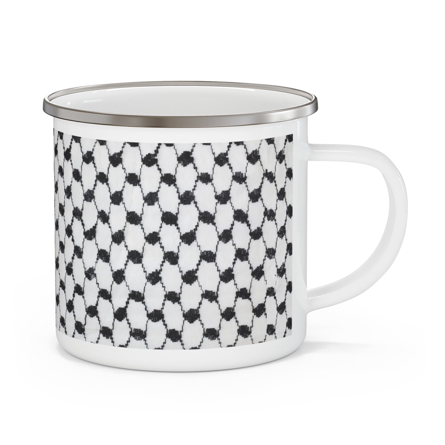 Black and white Kufiyah keffiyeh print Enamel Camping Mug