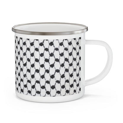 Black and white Kufiyah keffiyeh print Enamel Camping Mug