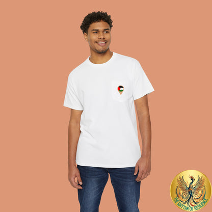 Palestine Location Pin Icon Unisex Heavy Cotton Pocket Tee