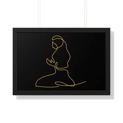 Framed Poster praying, Islam, Islam praying, women praying, Muslim woman, gift, Eid, Ramadan, decor, wall art, minimal art, Islam art