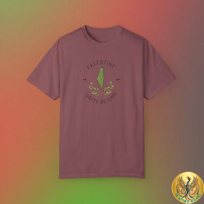 Palestine spring olive branch unity Unisex heart flag solidarity Garment-Dyed T-shirt