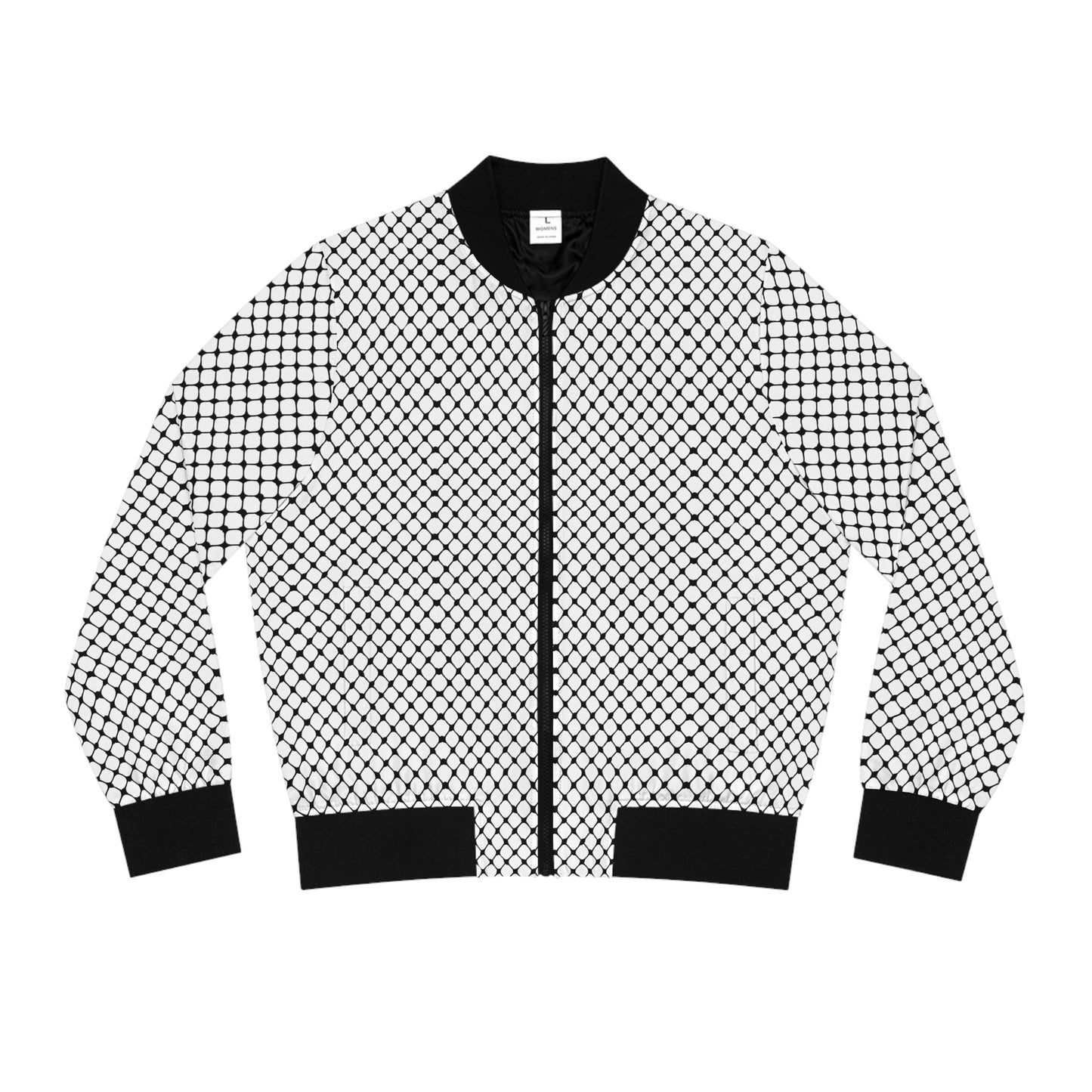 Black and White Kufiyah keffiyeh print  Women's Bomber Jacket (AOP)
