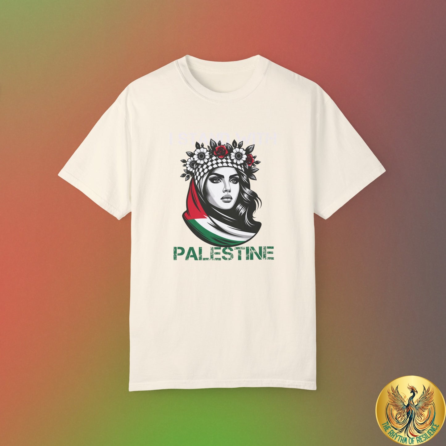Unisex Garment-Dyed T-shirt, Palestine Flag, Resist, Arabic, Support the Cause in Style, Kuffiyeh, Keffiyeh, Resistance, Free Palestine