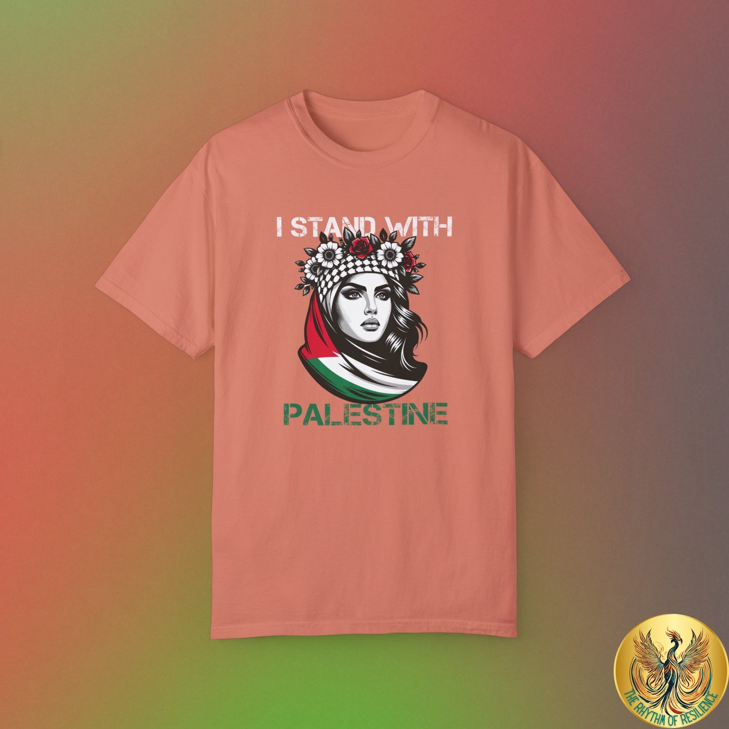 Unisex Garment-Dyed T-shirt, Palestine Flag, Resist, Arabic, Support the Cause in Style, Kuffiyeh, Keffiyeh, Resistance, Free Palestine
