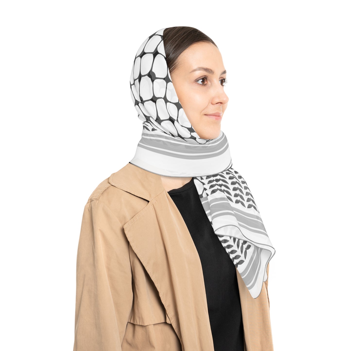 Black and White Kufiyah keffiyeh print  Poly Scarf