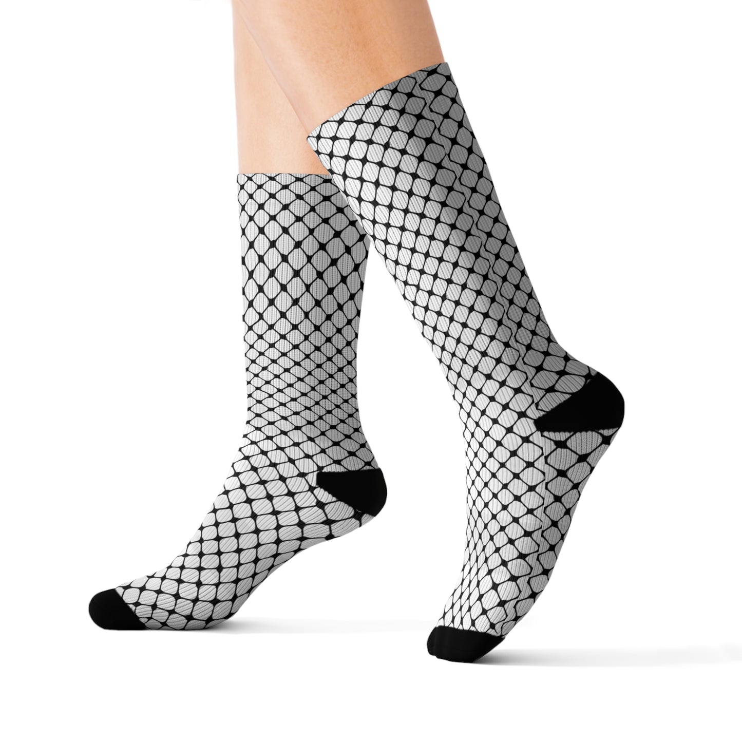 Black and White Kufiyah keffiyeh Print Sublimation Socks