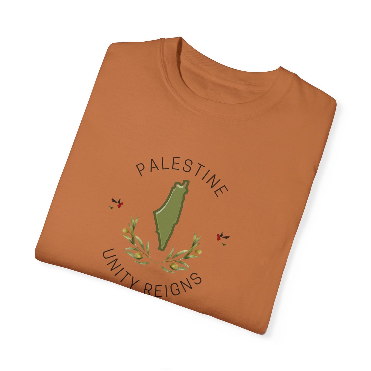 Palestine spring olive branch unity Unisex heart flag solidarity Garment-Dyed T-shirt
