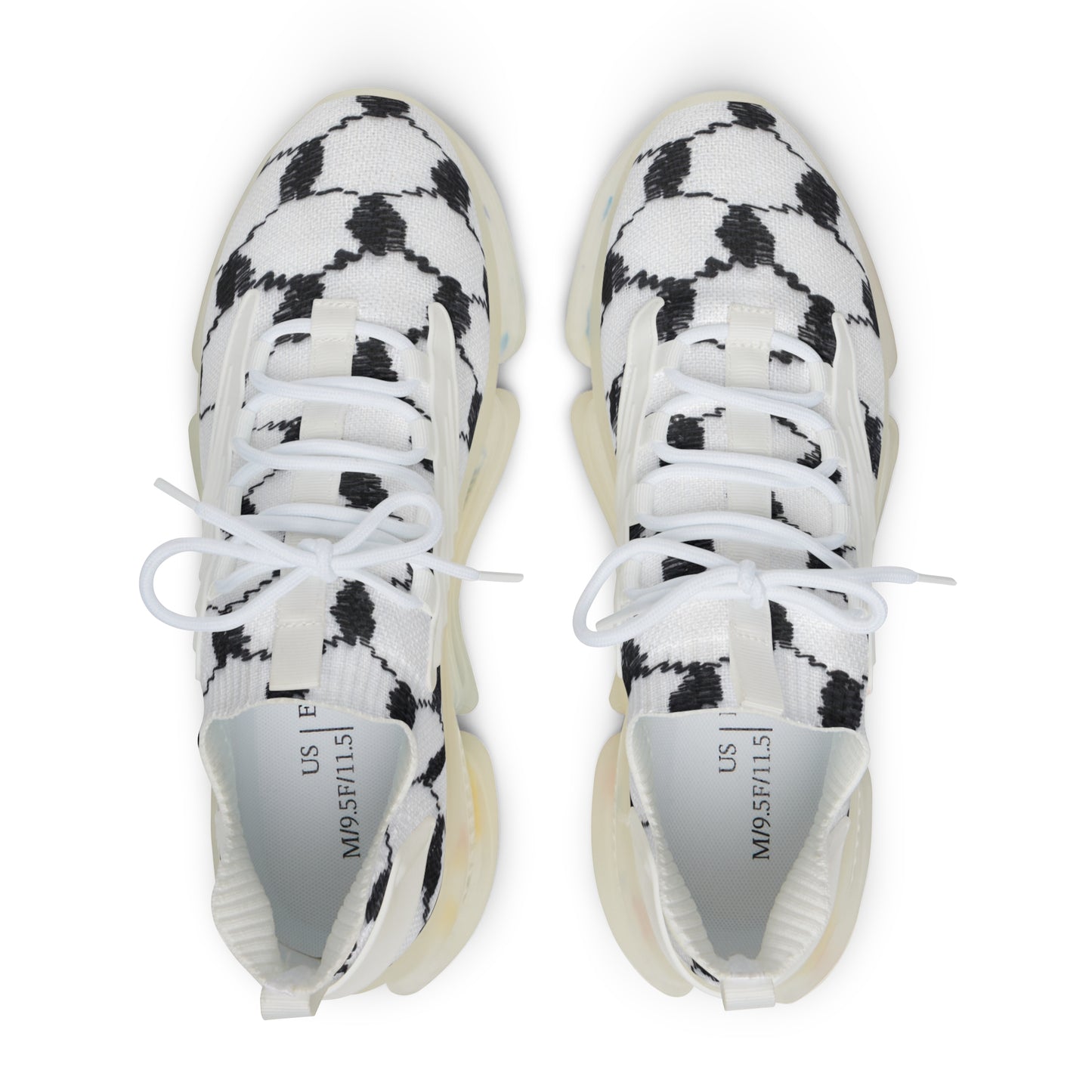 black and white keffiyeh Print Men's Mesh Sneakers