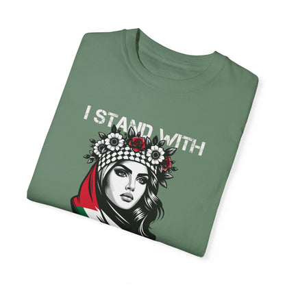 Unisex Garment-Dyed T-shirt, Palestine Flag, Resist, Arabic, Support the Cause in Style, Kuffiyeh, Keffiyeh, Resistance, Free Palestine