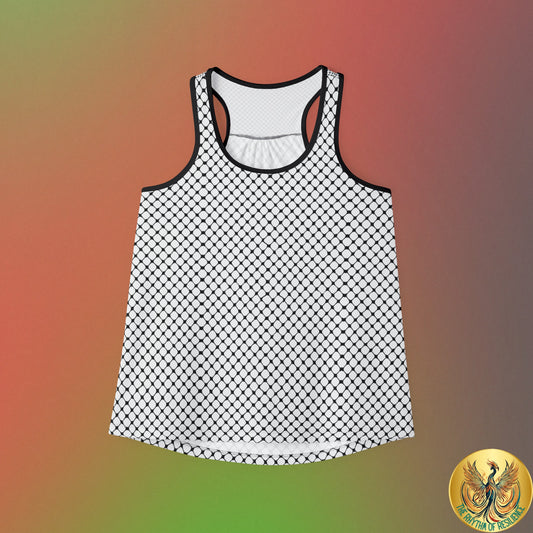Black and White Kufiyah keffiyeh Print Women's Tank Top (AOP)