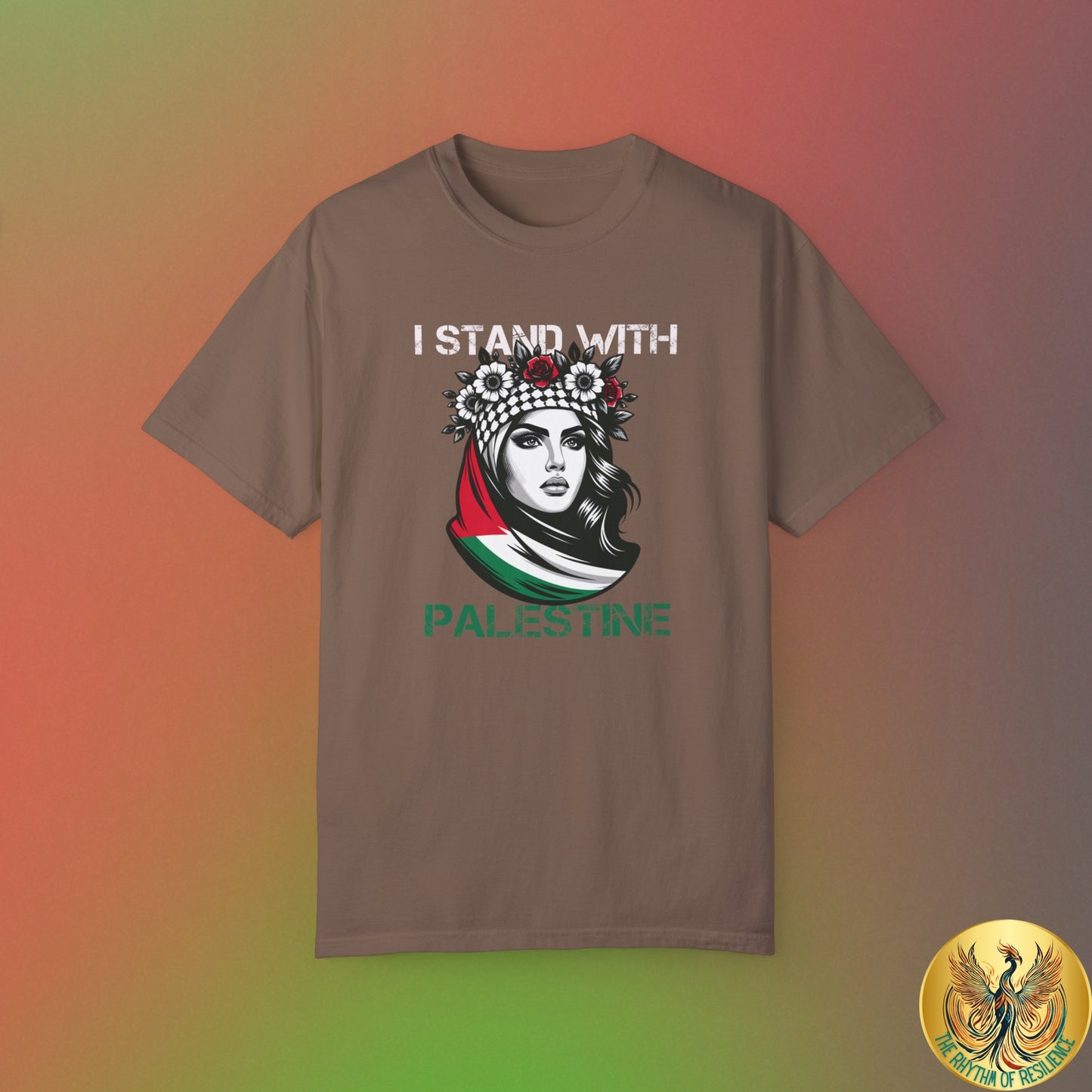Unisex Garment-Dyed T-shirt, Palestine Flag, Resist, Arabic, Support the Cause in Style, Kuffiyeh, Keffiyeh, Resistance, Free Palestine